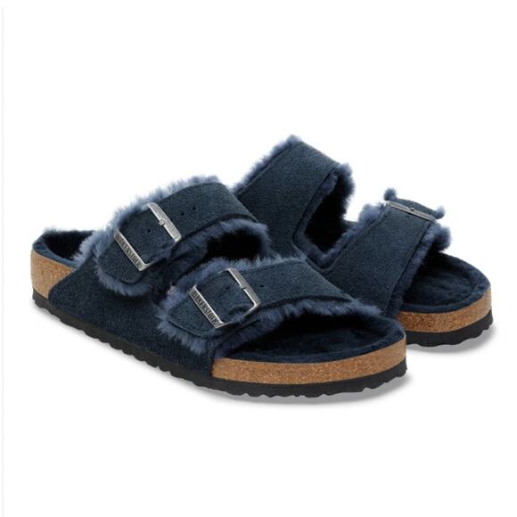 Birkenstock Arizona Shearling Suede Leather Sandal Mens 45 Wide NEW - Picture 1 of 4